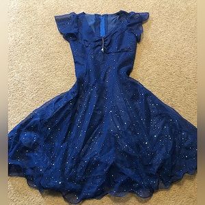 WOMENS ROYAL BLUE SEQUENCE MAXI FULL SKIRT DRESS SIZE MEDIUM